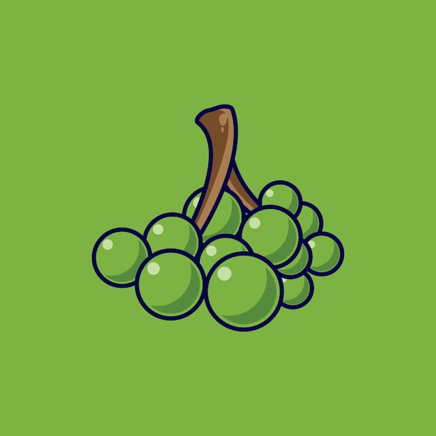 Green Grape Fruit Cartoon Vector Icon Illustration