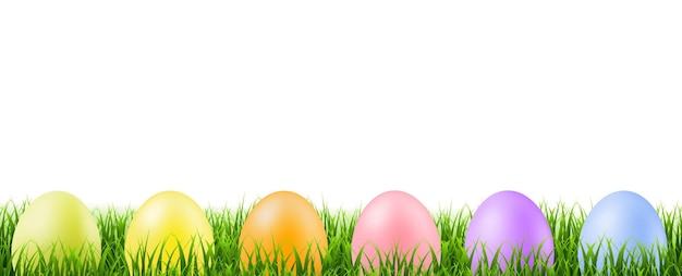 Green grass border with easter eggs