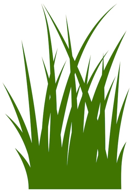 Green grass icon. Long blade leaves silhouette isolated on white background