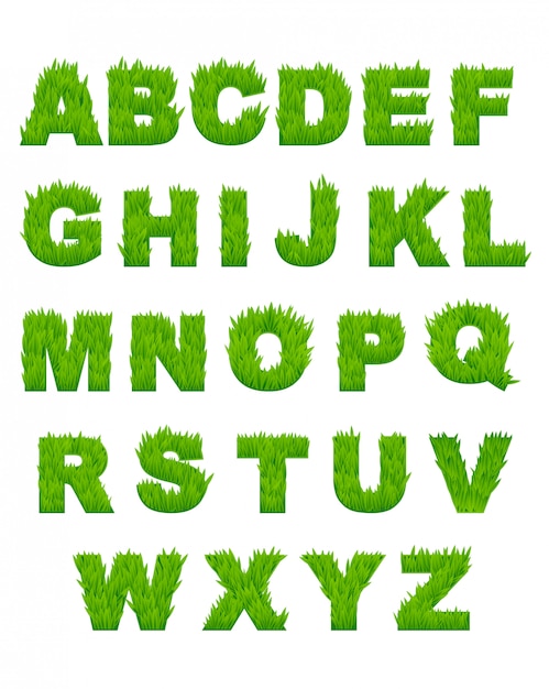 Green grass letters of alphabet