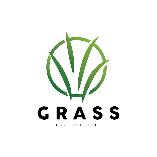 Green Grass Logo Design Farm Landscape Illustration Natural Scenery Vector