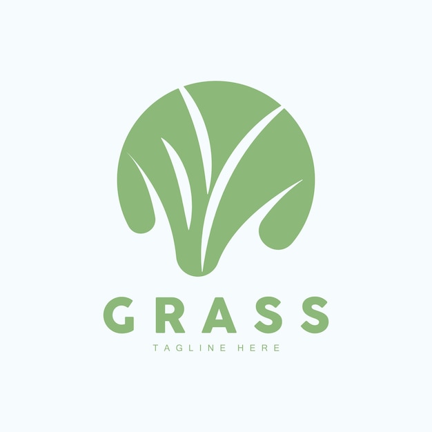 Green Grass Logo Design Farm Landscape Illustration Natural Scenery Vector