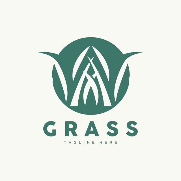 Green Grass Logo Design Farm Landscape Illustration Natural Scenery Vector