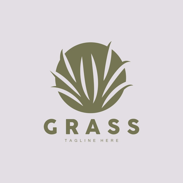 Green Grass Logo Design Farm Landscape Illustration Natural Scenery Vector