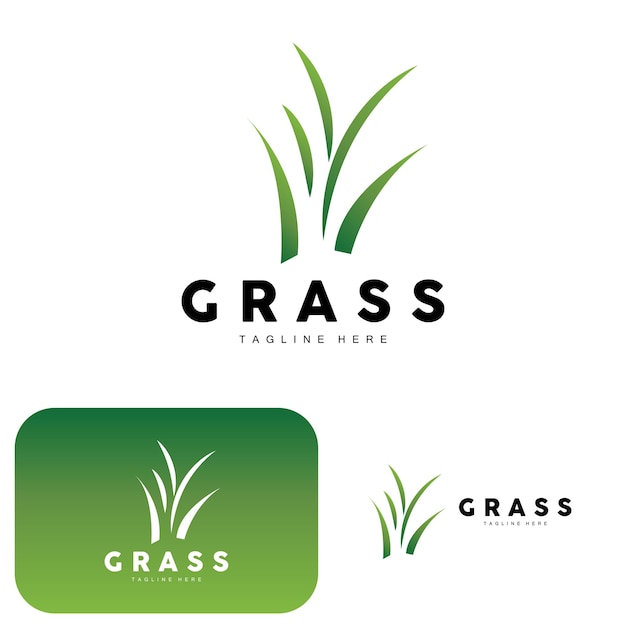 Green Grass Logo Design Farm Landscape Illustration Natural Scenery Vector