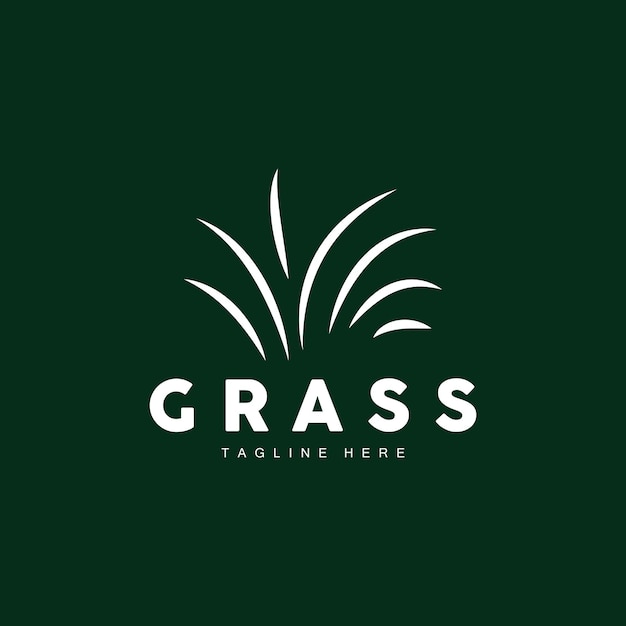 Green Grass Logo Design Farm Landscape Illustration Natural Scenery Vector