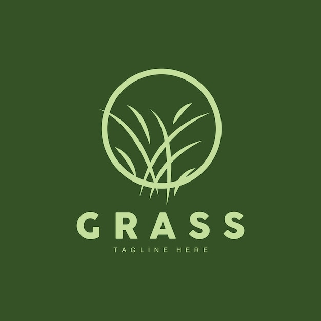 Green Grass Logo Design Farm Landscape Illustration Natural Scenery Vector