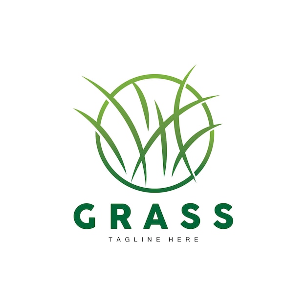 Green Grass Logo Design Farm Landscape Illustration Natural Scenery Vector