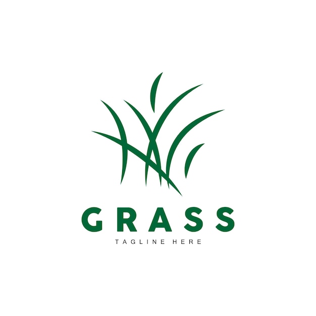 Green Grass Logo Design Farm Landscape Illustration Natural Scenery Vector