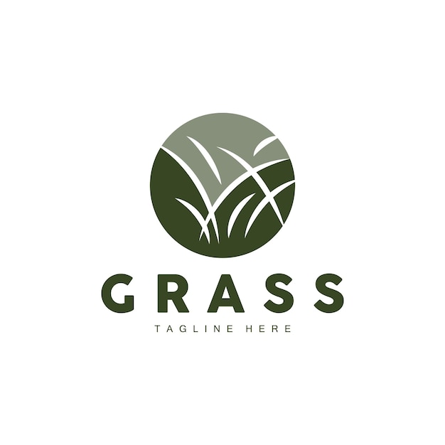 Green Grass Logo Design Farm Landscape Illustration Natural Scenery Vector