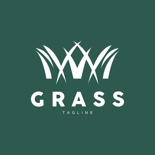 Green Grass Logo Design Farm Landscape Illustration Natural Scenery Vector