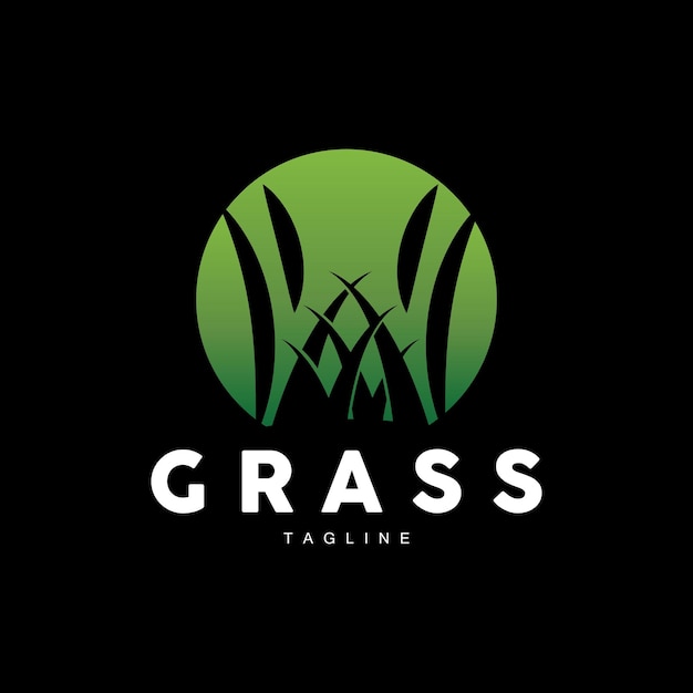 Green Grass Logo Design Farm Landscape Illustration Natural Scenery Vector