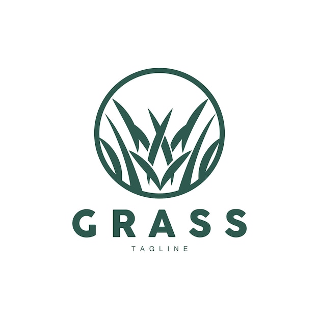 Green Grass Logo Design Farm Landscape Illustration Natural Scenery Vector