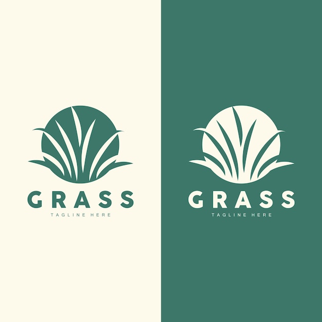 Green Grass Logo Design Farm Landscape Illustration Nature Design