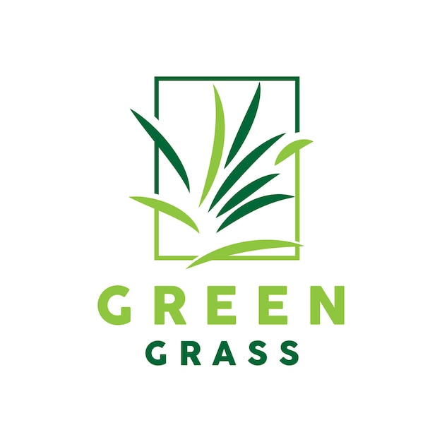 Green Grass Logo Nature Plant Vector Agriculture Leaf Simple Design Template Icon Illustration