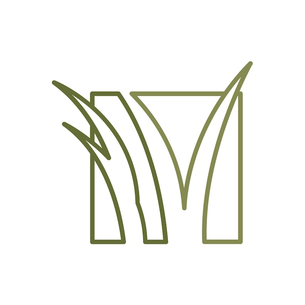 Green grass logo with the letter m in the middle