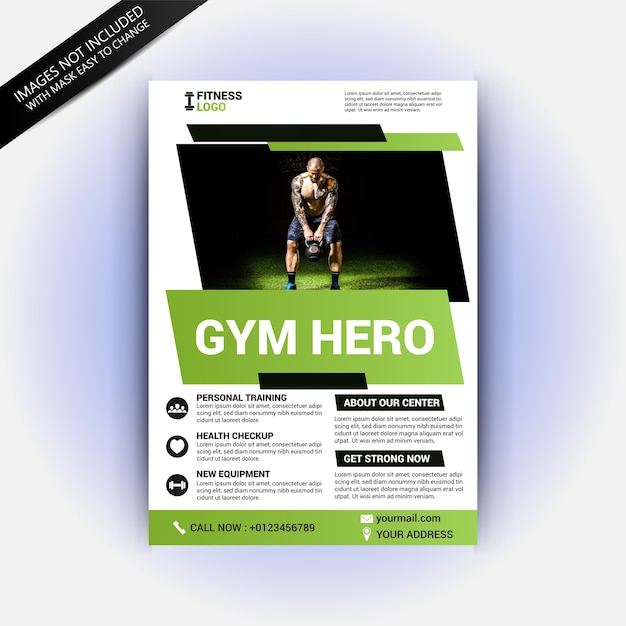 Green and gray gym cover template