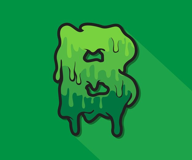 Vector green grime letter b halloween alphabet font