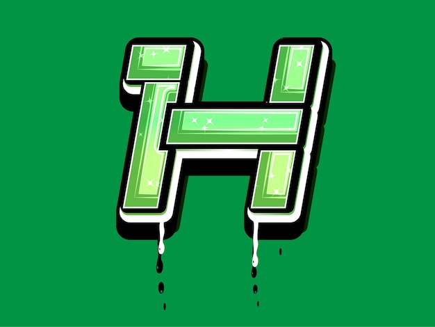 Green H Letter Alphabet vector logo