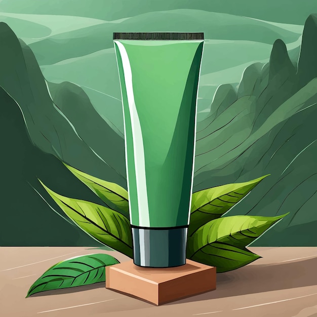 Green hand cream tube mockup