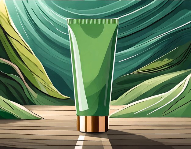 Green hand cream tube mockup