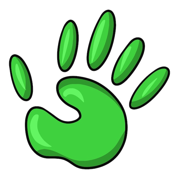 Green handprint cartoon vector illustration