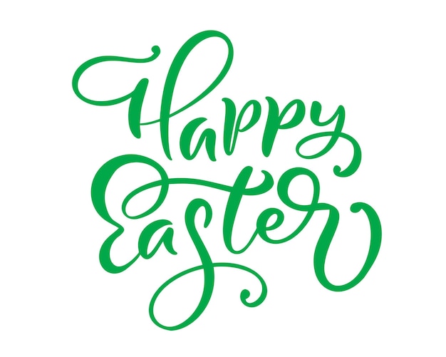 Green Happy Easter handwritten lettering Happy Easter typography vector design for greeting card