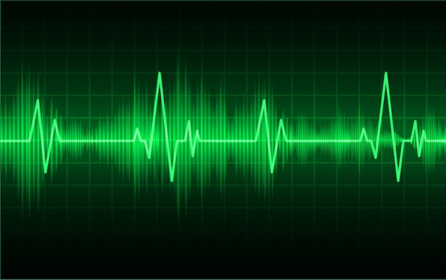 Green Heart pulse monitor with signal. Heart beat. ekg icon wave