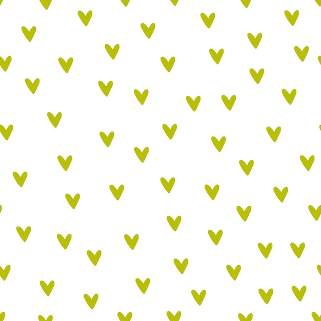 Green hearts seamless pattern with white background.