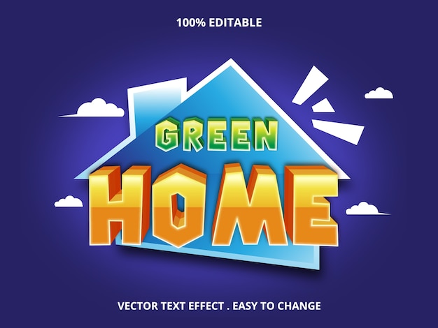 Green Home Editable text effect