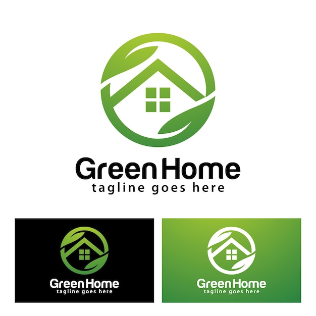 Green home logo design template