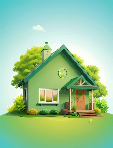 Green home nature background vector illustration