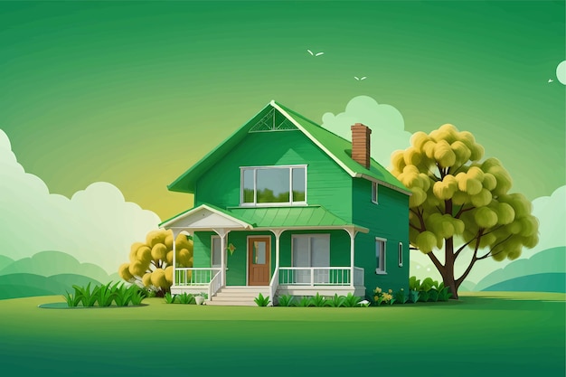 Green home nature background vector illustration