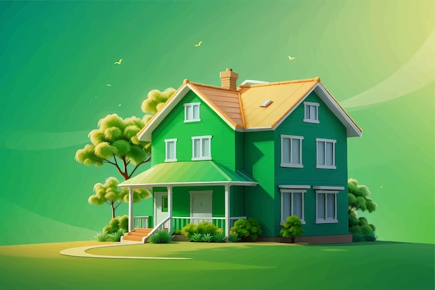 Green home nature background vector illustration