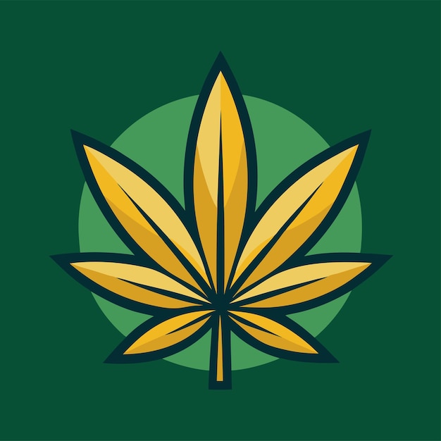 Vector green horizon unique vector logo design featuring a cannabis leaf