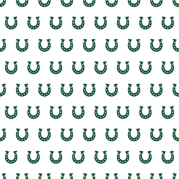 Green horseshoe seamless pattern with white background.