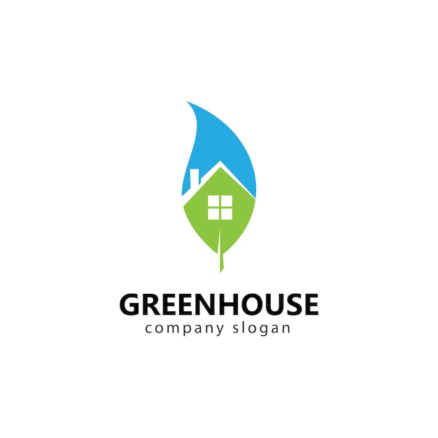 Green house logo design illustration