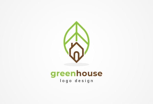 Green House Logo home and leaf combination suitable for Architecture Building apps logo