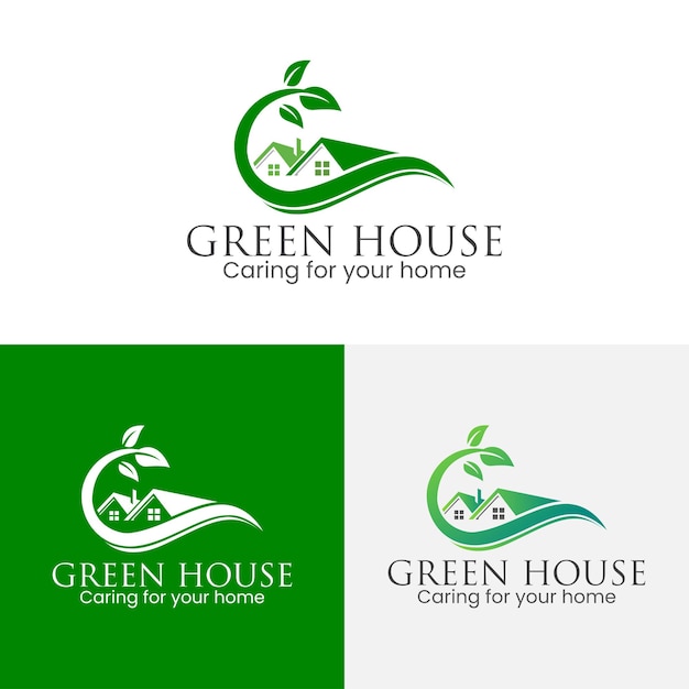 Green house logo real estate template design