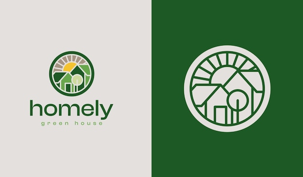 Green House Logo Universal creative premium symbol Vector sign icon logo template Vector illustration