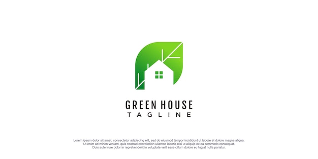 Green house logo with creative concept premium vector