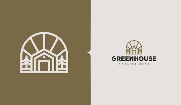 Green House Monoline Logo Illustration Universal creative premium symbol Vector sign icon logo template