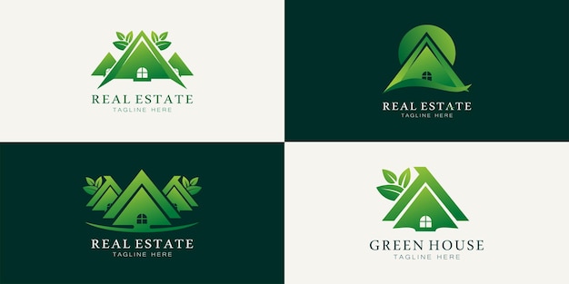 Green House Real Estate Logo Construction Architecture Building Logo Design Template Element