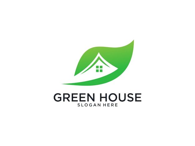 Green house with leaf logo design