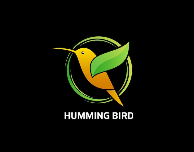 Green Humming Bird Fly Logo Design.