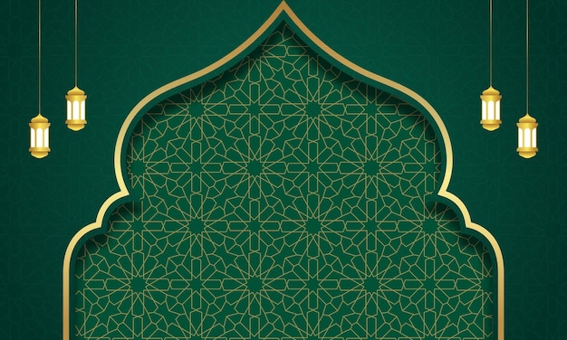 green islamic background with islamic pattern ornament elegant design decoration