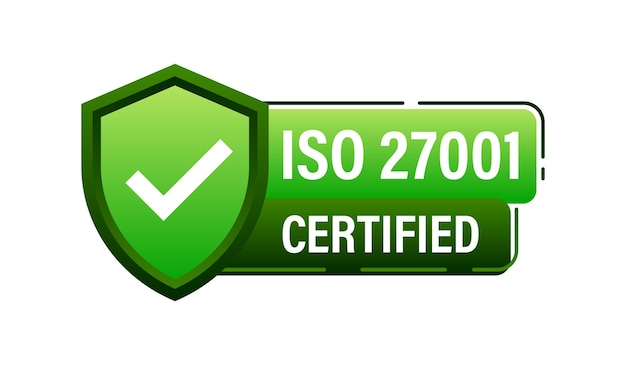 Green ISO 27001 Quality Management Certification Badge Vector illustration