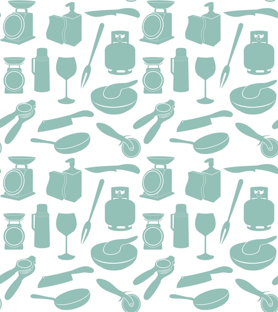 Green Kitchen Tools Pattern