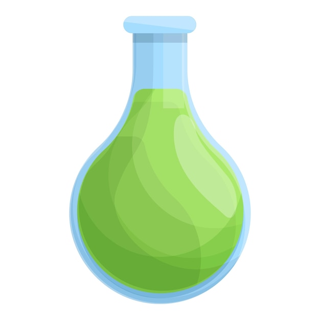 Green lab flask icon cartoon vector Medical science Chemical test