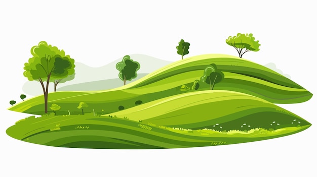 Vector green landscape isolated on white background